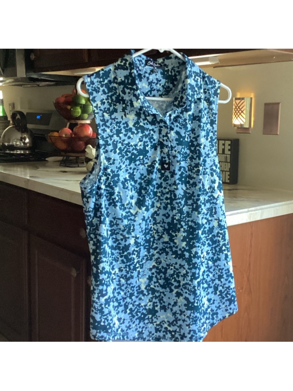 Bad Birdie Blue Patterned Sleeveless Blouse